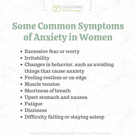 anxiety symptoms in women treatment